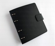 Обложка-органайзер на кольцах для блокнота, ежедневника, планера (А5, иск.кожа, черный)