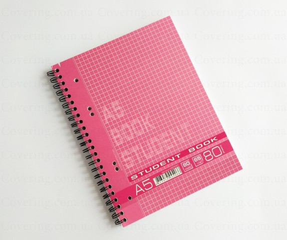 Колледж-блок Student Book на спирали ( А5, 80 листов, клетка, розовый)