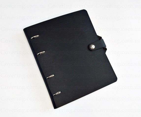 Тетрадь на кольцах Viva на кнопке с петлей для ручки (А5, 120 листов, клетка, черный)
