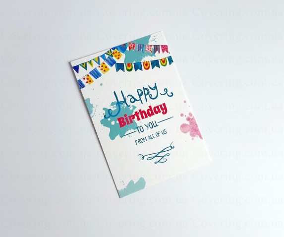 Открытка Happy birthday (картон, р-р 6,5*9,5 см, 1шт)