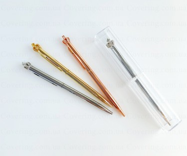 Ручка шариковая Корона со стразами в подарочном футляре (1 мм, поворотная, металл)