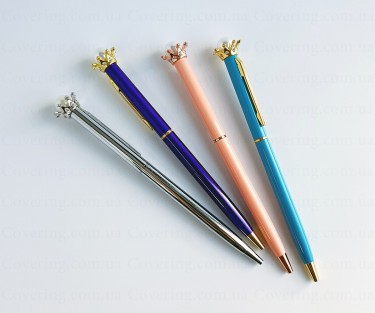 Ручка шариковая Корона с жемчугом в подарочном футляре (1 мм, поворотная, металл)