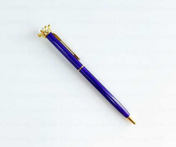 Ручка шариковая Корона с жемчугом в подарочном футляре (1 мм, поворотная, металл)