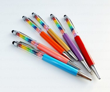 Ручка-стилус шариковая Touch Pen со стразами (1 мм, поворотная, металл)