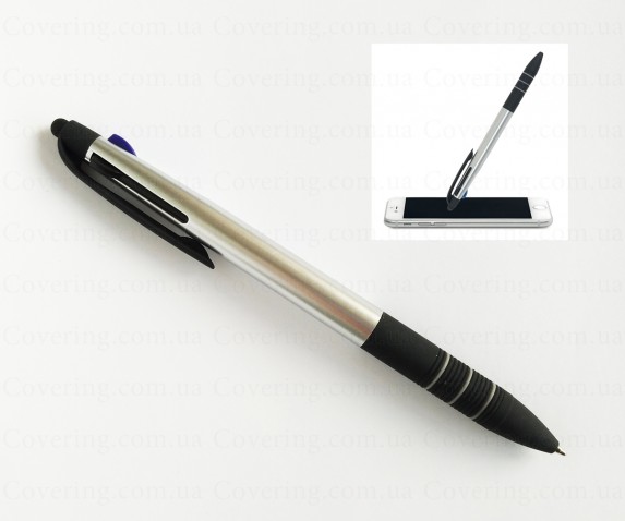 Ручка-стилус трехцветная Multipen (пластик, р-р 1,1x14,5см, серая)